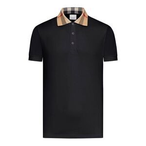 Burberry Men Cotton Piqué Polo Shirt With Burberry Check Collar